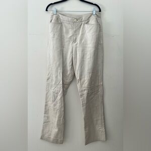 Vintage Ellen Tracy Cream white 100% leather pants with snap and zip closure